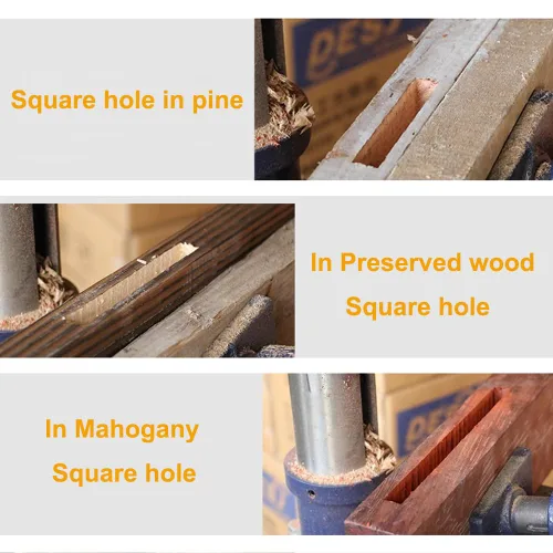 Vista 6 de Juego de brocas de agujero cuadrado, 1/4 ", 5/16", 3/8", 1/2" taladro de mortaja, con punzón central para carpintería