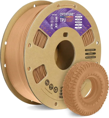 Vista 16 de OVERTURE - Filamento de TPU de alta velocidad de 1/16 pulgadas, rollo flexible 95A, impresora 3D, precisión dimensional +/- 0.001 pulgadas, se