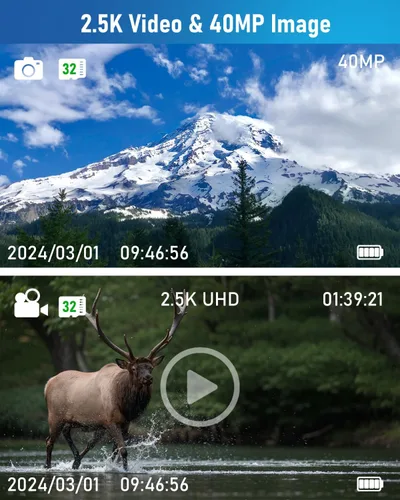 Vista 4 de Binoculares digitales con cámara, zoom digital 8X, pantalla LCD de 2 pulgadas, cámara de 40 MP, videos de 2.5 K, ideales para conciertos