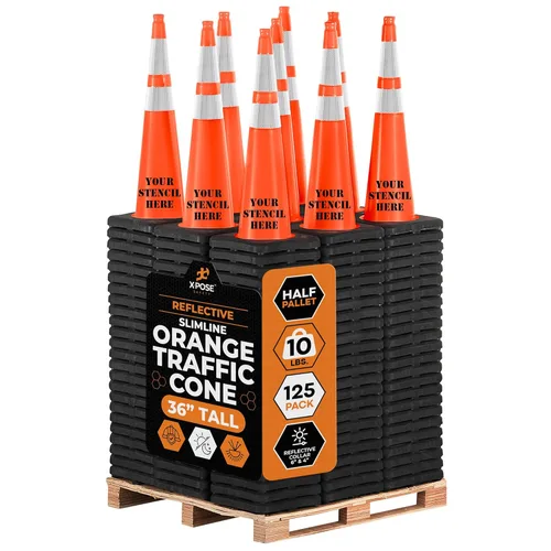 Vista 112 de Xpose Safety Conos de tráfico naranjas de 28 pulgadas con collares de 6 y 4 pulgadas, 1 paquete – Cono de seguridad de plástico PVC multiusos
