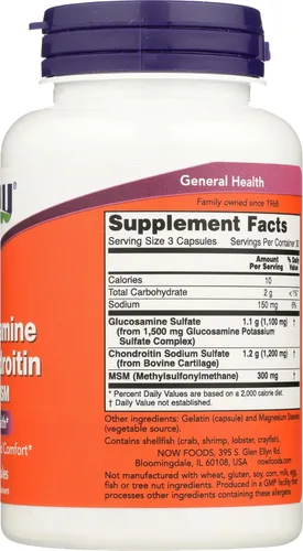Vista 6 de NOW Foods Glucosamina y condroitina con MSM, 90
