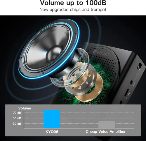 Vista 8 de Amplificador de voz Bluetooth para profesores, mini amplificador de voz recargable portátil con auriculares de micrófono con cable, sistema PA