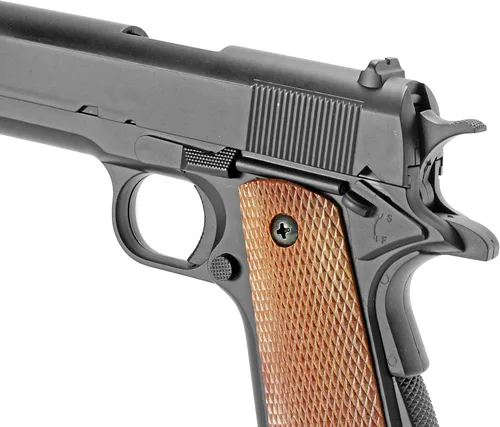 Vista 5 de BBTac 1911 Airsoft Spring Pistol Airsoft Gun M21 High FPS con martillo de trabajo y agarre de seguridad Color madera