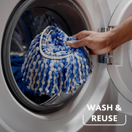 Vista 4 de O-Cedar EasyWring RinseClean - Recambio de microfibra para trapeador giratorio, 1 paquete, color azul