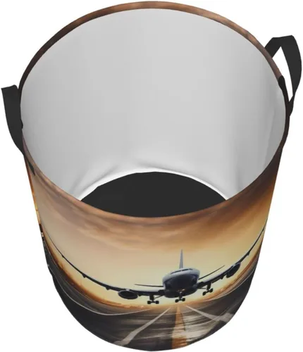 Vista 3 de backpack airplane print Circular Hamper Waterproof Storage Bin Organizer Basket Laundry Hamper With Handles For Clothes Toys Small