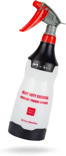 Maxshine Botella de aerosol de 25 oz de alta resistencia (negra) | Rociador para detalle resistente a productos químicos con boquilla ajustable y