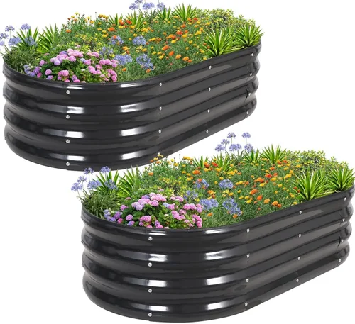 Vista 20 de 1MORE Cama de Jardín Elevada Galvanizada - Cajas de Plantación para Jardín al Aire Libre, Camas Elevadas para Jardinería, Kit de Cama de Jardín