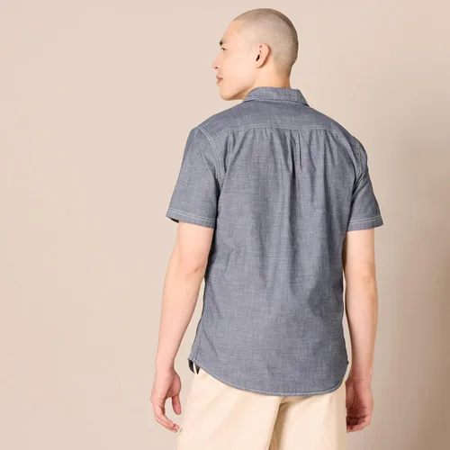 Vista 3 de Tienda Essentials - Camisa de popelina de manga corta de ajuste regular para hombre