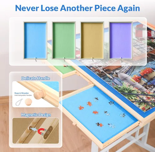 Vista 5 de Mesas de Rompecabezas para Adultos con Cajones de 1500 Piezas Ángulo y Altura Ajustables Mesa de Rompecabezas con Patas de Metal Mesa Inclinable