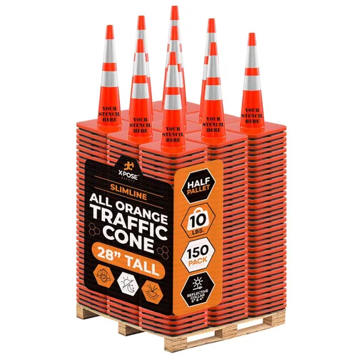 Vista 46 de Xpose Safety Conos de tráfico naranjas de 28 pulgadas con collares de 6 y 4 pulgadas, 1 paquete – Cono de seguridad de plástico PVC multiusos