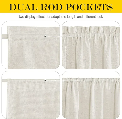 Vista 5 de NICETOWN Cortinas de lino con luz lateral, 12 pulgadas de ancho x 72 pulgadas de largo, panel de cortina para puerta delantera francesa, bolsillo