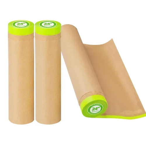 Tangibay Papel de enmascarar precintado para pintar, papel de pintor de 24 pulgadas x 50 pies con cinta para pintura de casa y automóvil, protección
