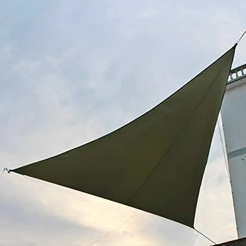 Vista 2 de Toldo triangular de 13 x 13 x 13 pies con cuerda, impermeable, bloqueo UV, para patio, instalaciones y actividades al aire libre