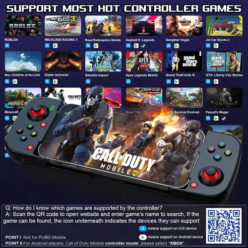 Vista 3 de Megadream Controlador de juego móvil Gamepad para iPhone iOS Android PC funciona con iPhone 161514131211, iPad, Samsung Galaxy, TCL, tableta, Call