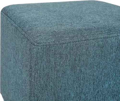 Vista 7 de Joveco Reposapiés otomano cuadrado de 16.3 pulgadas, moderno taburete de tela de lino floral con patas de madera maciza, banco de zapatos tapizado