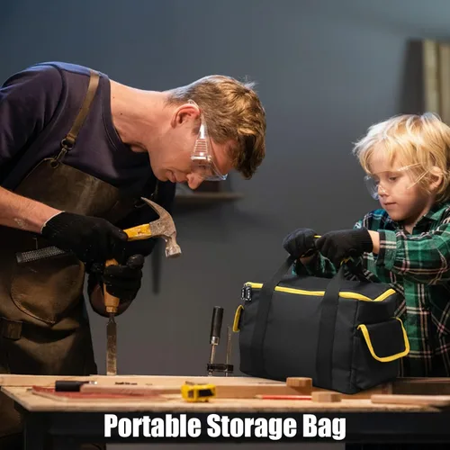 Vista 10 de DEWALT - Bolsa de herramientas para sierra circular DEWALT 20V MAX 6-1/2 pulgadas DCS391B/DCS565B con múltiples bolsillos para baterías, máscaras
