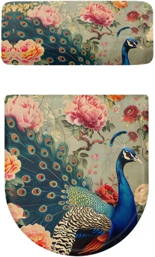 Vista 17 de Flashideas Juego de cubierta para tanque y tapa de inodoro con estampados de patas de perro coloridas - Elástico, se adapta a la mayoría de tanques