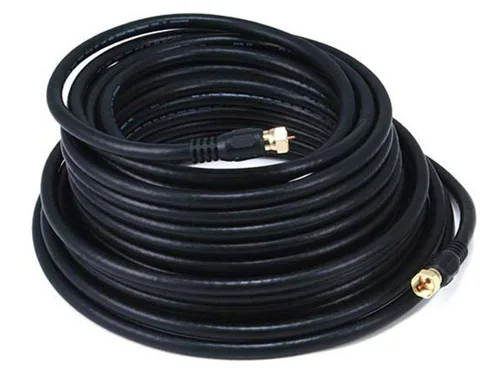 Vista 5 de Monoprice RG6 Quad Shield CL2 - Cable coaxial con conector tipo F para televisión, 1.5 pies