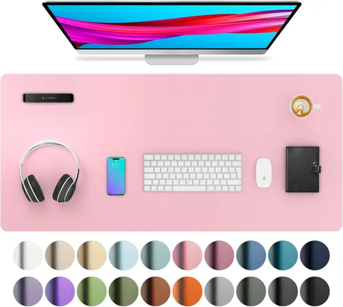 Vista 109 de Aothia Protector de Escritorio de Cuero, Alfombrilla para Ratón, Alfombrilla de Escritorio de Oficina, Secante de Escritorio de Cuero PU