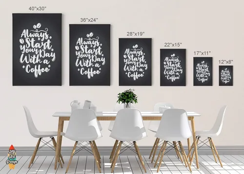Vista 5 de HB Art Design Always Start Your Day With a Coffee Quote Canvas Print Wall Art Coffee Bar Decor Coffee Signs Kitchen Wall Decor Dining Room