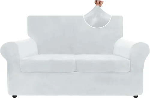 Vista 44 de ZNSAYOTX Fundas elásticas para silla de terciopelo de lujo con brazo, 2 piezas, para sala de estar, funda gruesa y suave, antideslizante, protector