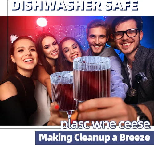 Vista 3 de Lueumxc Copas Cálices de Vino de Plástico – Copas de Vino Acrílicas de 12 onzas Origami Irrompibles Vasos de Cóctel de Plástico Transparente