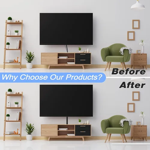 Vista 4 de Funda de silicona de 39 pulgadas para cables en la pared, ocultador de Negro
