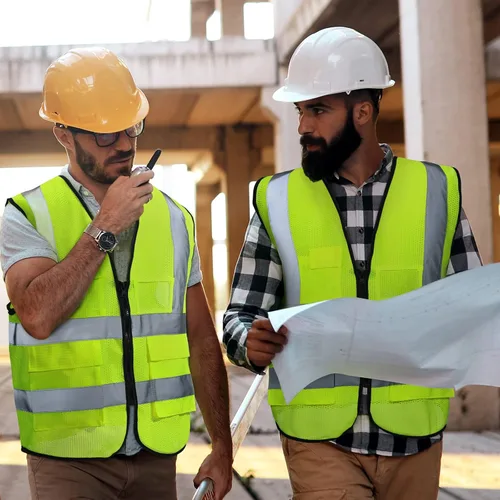 Vista 5 de JenPen 10 Pieces Reflective Safety Vests with Pockets and Zipper, High Visibility Mesh Construction Vest for Men Women