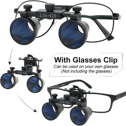 Vista 5 de XUX Lupas de visión de profundidad con lentes de metal 2.5X lupa binocular lupa (2.5X-420)