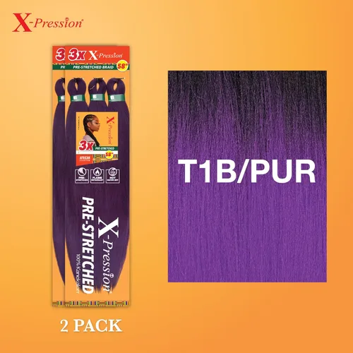 Vista 257 de Sensationnel X-Pression - Trenzas prestiradas, 3 unidades, 58 pulgadas, paquete de 1 unidad, 1B