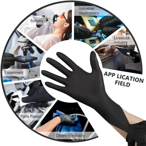Vista 6 de Nitrile Disposable Gloves Pack of 100, Latex Free Safety Working Gloves for Food Handle or Industrial Use