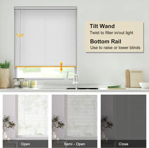 Vista 3 de LazBlinds Persianas sin herramientas sin taladro, persianas mini de vinilo de 1 pulgada, persianas sin cuerda para ventanas, persianas horizontales