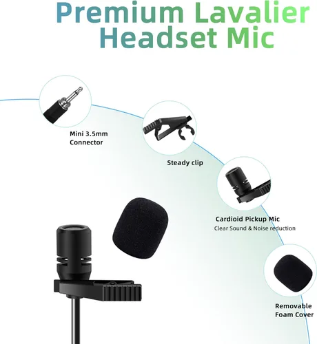 Vista 4 de Sistema de micrófono inalámbrico de solapa con auriculares y micrófonos de solapa, receptor de metal UHF de 4 canales con 2 micrófonos de mano y 2