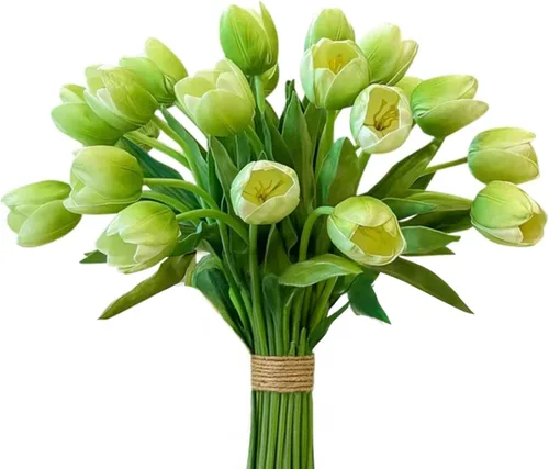 Vista 12 de Real Touch Mesa Tulipán Flores Artificiales Tallo Floral 6 piezas, Decoración del Hogar, Comedor, Sin Jarrón 6 Piezas (blanco)