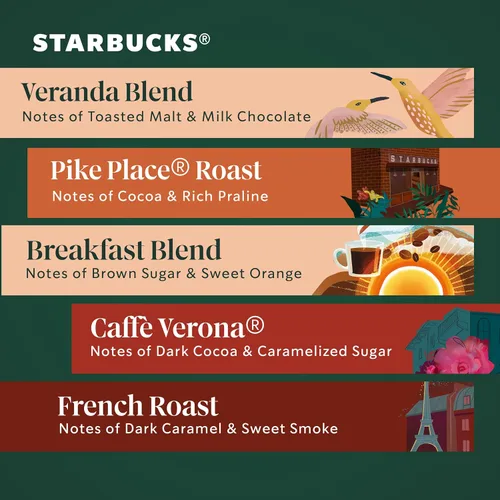 Vista 4 de Starbucks - Paquete variado de cápsulas K-Cup de café 100 % arábica Starbucks de tueste rubio, medio y oscuro para cafeteras Keurig