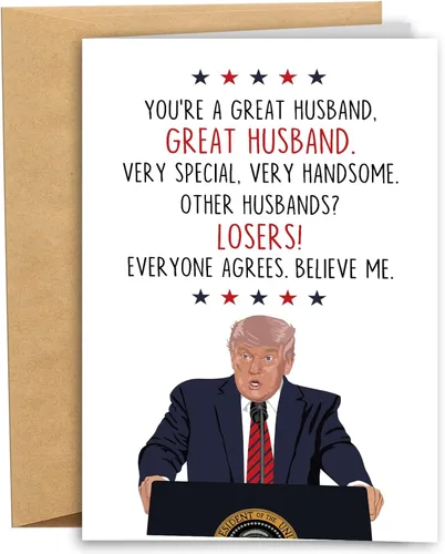 Tarjeta de cumpleaños divertida de Donald para esposo, tarjeta de aniversario divertida de Donald de parte de la esposa, tarjetas de regalo con