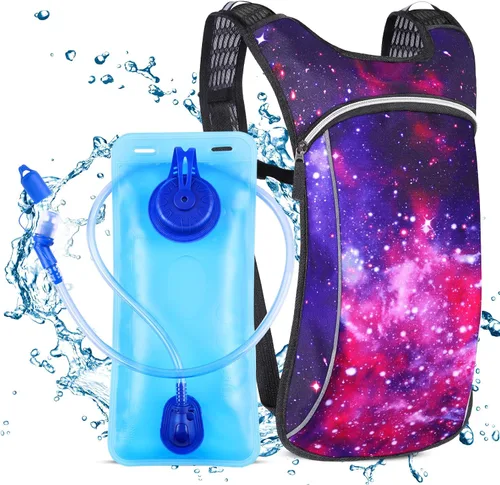 Vista 12 de Rave Hydration Pack, Hydration Backpack with 2L Hydration Bladder, Festival Essential Water Backpack for Hiking, Running, Cycling, and Music