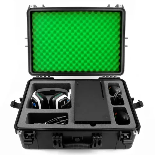 CASEMATIX Funda de viaje rígida compatible con consola Xbox Series X, controladores, auriculares y otros accesorios - IPX7 impermeable y resistente