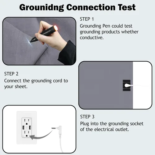 Vista 6 de Grounding Sheets - Sábana bajera ajustable para cama individual XL, bolsillo profundo, 90% algodón, 10% fibra plateada, sábanas conectadas a tierra