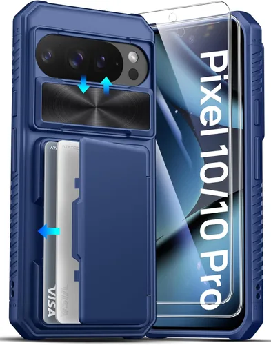 Vista 17 de ATATOO Funda para Google Pixel 10/Pixel 10 Pro, portador de tarjetas integrado y cubierta de cámara deslizante y bloqueo RFID, protección de grado