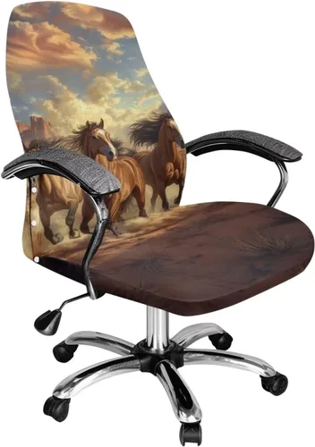 Vista 33 de Green Leaf - Fundas para sillas de oficina en casa, fundas elásticas para sillas de escritorio de computadora, respaldo alto, universales, fundas