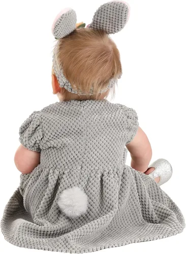 Vista 2 de Disfraz infantil de conejo Woodsy para niña, vestido, leggings y diadema con orejas de conejo
