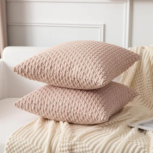 Vista 142 de Kevin Textile - Juego de 2 fundas de almohada decorativas de pana suave, estilo bohemio, a rayas, decoración del hogar para sofá, cama, sofá y sala