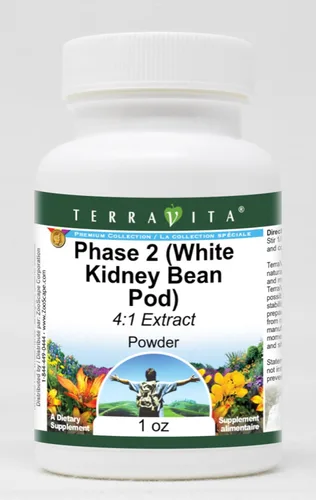 Terravita Phase 2 (extracto de la vaina de frijol blanco 4:1) Polvo (1 oz, ZIN: 512862)