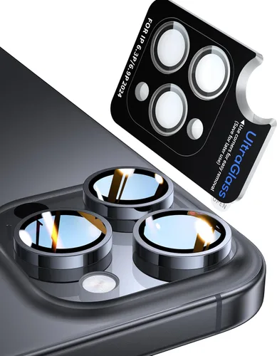 Vista 9 de UltraGlass Protector de lente de cámara para iPhone 16 Pro Max/16 Pro [NO.1 grado militar inastillable], protector de cámara para iPhone 16 Pro Max