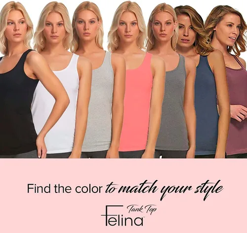 Vista 8 de Felina Camiseta sin mangas de algodón sin costuras para mujer, camiseta de entrenamiento (paquete de 3)