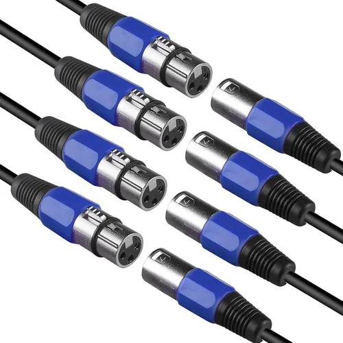 Vista 3 de MAD OWL Paquete de 4 conectores XLR de 3 pines – Cannon XLR DMX hembra macho adaptador, montaje en panel, conector de cable de micrófono para luz