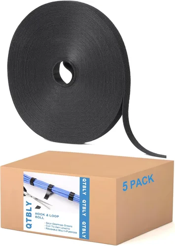 Vista 9 de Rollo de gancho y bucle de 1/2 pulgadas x 100 pies Tiras de doble cara, correas autoadhesivas Sujetadores reutilizables multiusos para el hogar