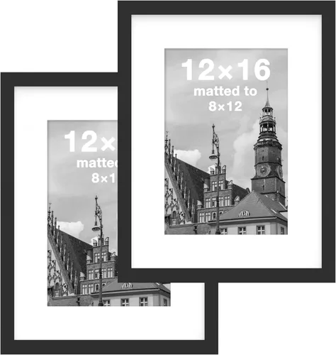 Vista 39 de FrameWorks Marcos de fotos clásicos de madera de 5 x 7 a 4 x 6 con vidrio templado, color negro, paquete de 2