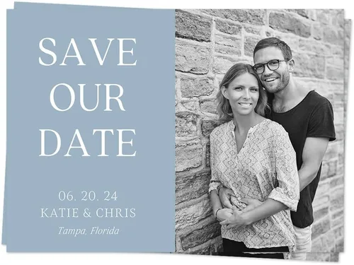 Vista 3 de Tarjetas para guardar la fecha personalizadas e impresas con nombres y fecha de evento, invitaciones de recordatorio de boda, tarjetas sencillas